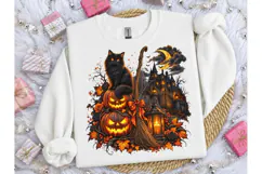 Halloween Black Cat Pumpkin PNG Design Product Image 3