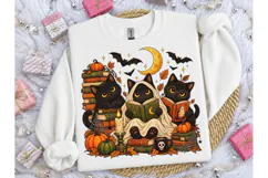 Halloween Black Cats Reading Books PNG Product Image 3