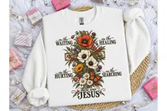 There Was Jesus Floral Cross PNG Tee Product Image 3