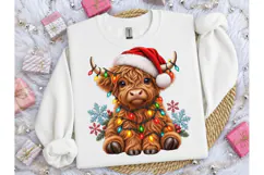 Christmas Highland Cow Santa PNG Tee Product Image 3