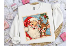 Vintage Santa Rudolph Christmas PNG Tee Product Image 1