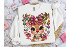 Cute Rudolph Christmas Reindeer PNG Tee Product Image 3