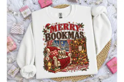 Merry Bookmas PNG Christmas Reader Tee Product Image 3