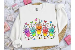 Cute Boba Tea Dancing Cups PNG Shirt Product Image 1