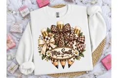 Mrs Smith Teacher Pencil Bow PNG Sublima Product Image 1