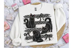 Black Cat Coquette Bow PNG Sublimation T Product Image 3