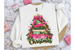 Booked For Christmas Book Tree PNG Tee Product Image 3
