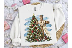 Christmas Cross Tree PNG Sublimation Tee Product Image 3