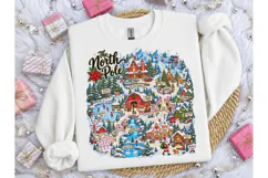 North Pole Christmas Map PNG Shirt Product Image 3