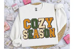 Cozy Season Fall Varsity Letters PNG Tee Product Image 1