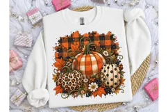 Fall Pumpkin Plaid PNG Sublimation Tee Product Image 3