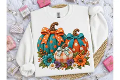 Fall Pumpkin Bow Knit PNG Sublimation Product Image 3