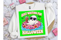 Just Waiting For Halloween Ghost PNG Tee Product Image 5