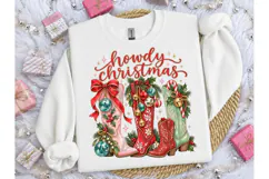Howdy Christmas Cowboy Boots PNG Tee Product Image 1