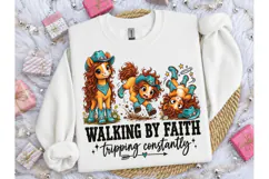 Walking By Faith Funny Horse PNG Tee Product Image 2