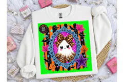 Halloween Ghost Leopard Bow PNG Sublimat Product Image 1