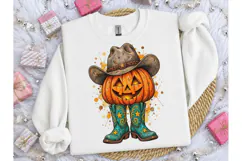 Cowboy Pumpkin Halloween PNG Tee Design Product Image 3