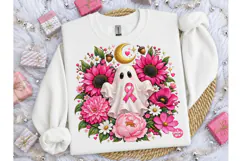 Floral Ghost Breast Cancer Awareness PNG Product Image 1