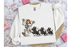 Skeleton Chased by Dogs PNG Funny Tee Product Image 3