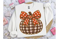 Plaid Pumpkin Bow Fall PNG Sublimation Product Image 3