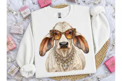 Glamour Cow Leopard Sunglasses PNG Tee Product Image 3