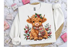 Christmas Highland Cow PNG Sublimation T Product Image 3