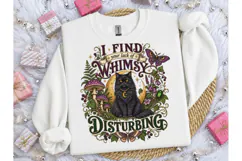 Whimsy Black Cat Cottagecore PNG Tee Product Image 3
