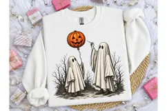 Halloween Ghost Pumpkin Balloon PNG Tee Product Image 1