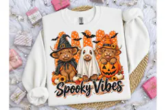 Spooky Vibes Highland Cow PNG Tee Product Image 1