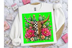 Boho Bull Skull Cactus Floral PNG Tee Product Image 5