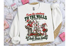 Raccoon Christmas Deck Halls PNG Tee Product Image 3