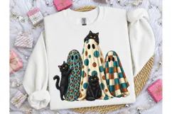 Black Cat Ghost Halloween PNG Tee Design Product Image 3