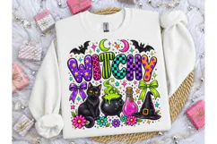 Witchy Halloween Black Cat PNG Shirt Product Image 3