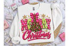 Merry Christmas Pink Tree PNG Sublimatio Product Image 2