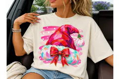 Pink Santa Hat Christmas PNG Sublimation Product Image 3