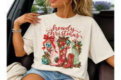 Howdy Christmas Cowboy Boots PNG Tee Product Image 3