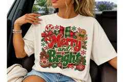 Merry and Bright Christmas PNG Tee Product Image 3