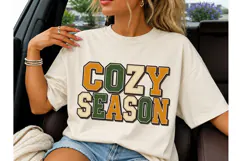 Cozy Season Fall Varsity Letters PNG Tee Product Image 3