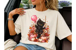 Black Cat Fall Pumpkin PNG Sublimation T Product Image 1