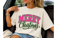 Merry Christmas Pink Polka Dot PNG Tee Product Image 1