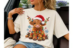 Christmas Highland Cow PNG Tee Design Product Image 3