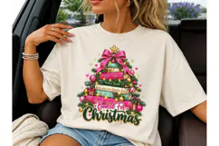 Booked For Christmas Book Tree PNG Tee Product Image 1