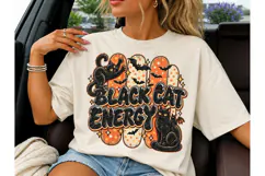 Black Cat Energy Halloween PNG Tee Product Image 3