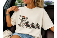 Skeleton Chased by Dogs PNG Funny Tee Product Image 1