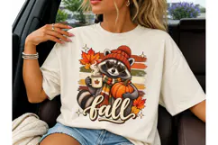 Fall Raccoon Pumpkin PNG Sublimation Tee Product Image 3