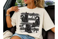Black Cat Coquette Bow PNG Sublimation T Product Image 1