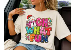 Oh What Fun Snowman Christmas PNG Tee Product Image 3