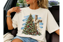 Christmas Cross Tree PNG Sublimation Tee Product Image 1