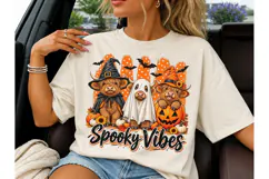 Spooky Vibes Highland Cow PNG Tee Product Image 3