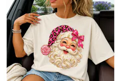 Pink Leopard Santa Claus PNG Sublimation Product Image 1